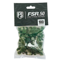 First Strike 100 Rounds Paintball – .50 Caliber – Clear/Green Shell – White Fill